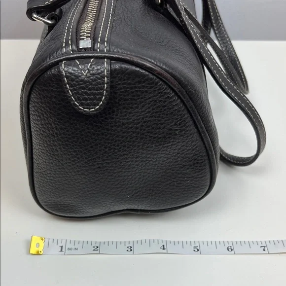 Dooney & Bourke Deep Dark Brown Pebbled Leather Barrel Shoulder Bag - Picture 15 of 16